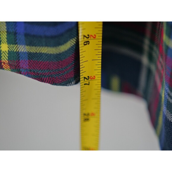 Flannel Shirt Plaid Button Cotton Lands End Size XL 17-17.5 Red Blue Tailored - Picture 6 of 7